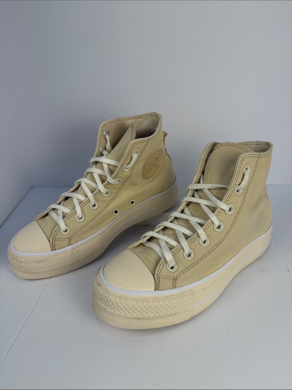 Converse Chuck Taylor All Star Lift High Top Platform Sneakers in "Oat Milk"